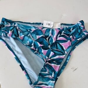 Tropical Leaf Print Bikini Bottom